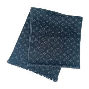 Louis Vuitton Scarf Monogram Classic M70520 Black 100% Wool Men's Fringe